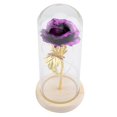 thumbnail image 2 of Preserved Rose Flower LED Light with Glass Cover & Wooden Base Valentines'Day Wedding Purple, 2 of 6