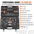 thumbnail image 4 of VEVOR Tap and Die Set, 116-Piece Include Metric and SAE Size, Bearing Steel Taps and Dies, Essential Threading Tool for Cutting External Internal Threads, with Complete Accessories and Storage Case, 4 of 9