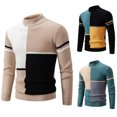 thumbnail image 1 of Xcmzpl Mens Sweaters Mock Neck Long Sleeve Slim Fit Knit Pullover Tops Causal Color Block Sweaters Fall Sweaters Tops for Men, 1 of 4