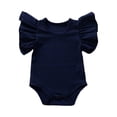 thumbnail image 1 of MIASHUI Baby Clothes Baby Boys Girls Solid Ruffle Romper Bodysuit Clothes Outfits,Navy,0-6 Months, 1 of 4