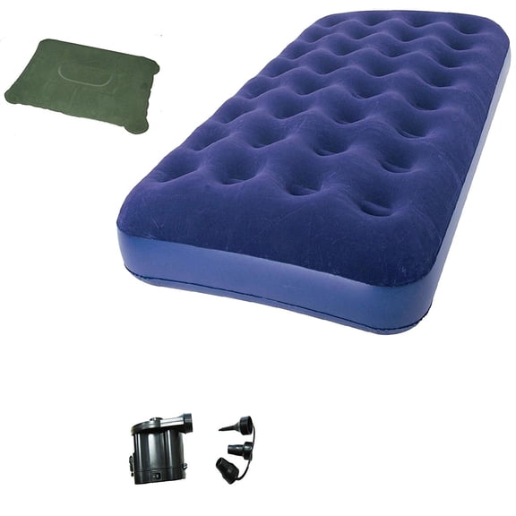 Zaltana Matelas Pneumatique Format Simple avec Pompe à Air CC (Pile Non Incluse) et Ensemble Oreiller Gonflable (AMN+APD+PL1)