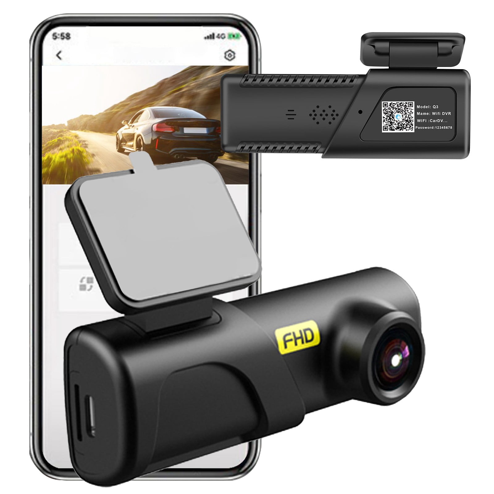 Chmadoxn 1080P High-definition 160 Degree Wide-angle WiFi Mobile Phone Interconnection Intelligent Voice Control 24-hour Parking Monitoring Dash cam