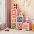 thumbnail image 2 of Costway 8-Cube Kids Wardrobe Baby Dresser Bedroom Armoire Clothes Hanging Closet with Doors Pink, 2 of 10