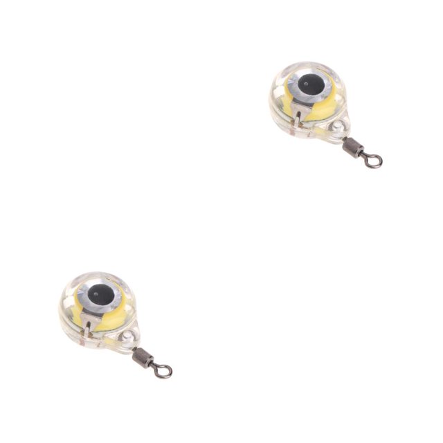 relayinert Fishing Lure Light LED Waterproof Eye Shape Lighting Fish Bait Plastic Reusable Glowing 1.3cm Angling Lamp Tackle White 2Set