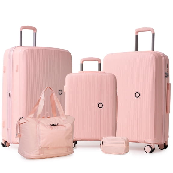 Ensemble de 5 Pièces Valises Rigides: Valise de 28 po, Valise de 24 po, Valise de Cabine de 20 po, Trousse de Toilette et Sac Extensible
