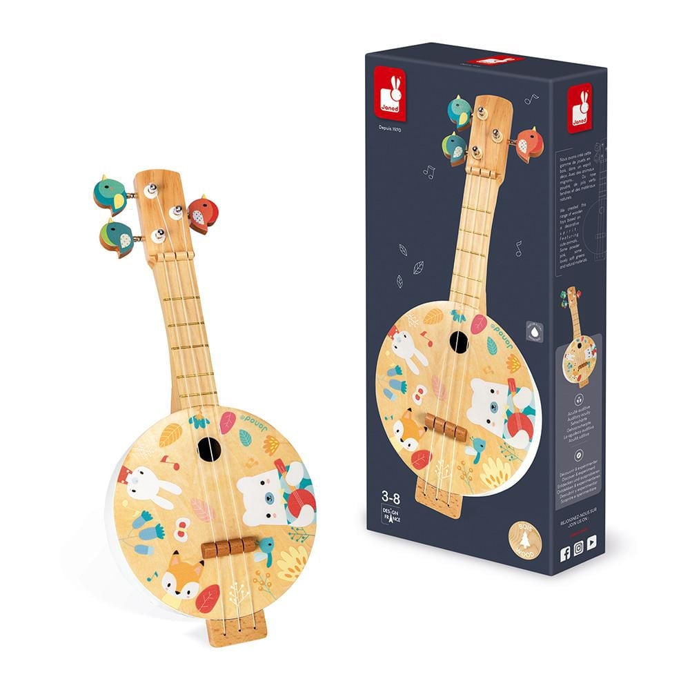 Janod - Pure - Banjo - Colourful Musical Development Toy - For Babies and Toddlers - Develops Artistic Sensibility & Memory - From 3 Years + - J05160.