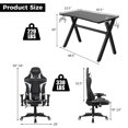 thumbnail image 4 of Goplus X-Shaped Gaming Desk & Racing Style Massage Chair Set Home Office Black+White, 4 of 10