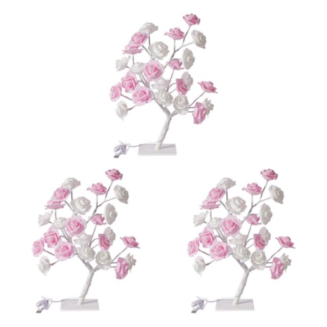 Maytalsory Color Changing Lighted Rose Lamp Remote Control Energy Saving Artificial Bonsai Tree Lights Gift For Any Occasion white pink white rod 3Set