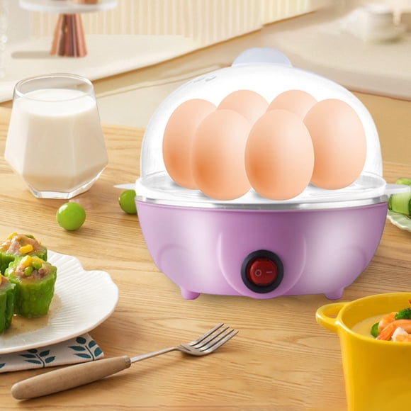 Uscallm Cuiseur d'Oeufs Mini Cuiseur Vapeur Électrique pour Oeufs Multifonction à Double Couche Oeufs Bouillis Déjeuner Appareil Ménager de Cuisine Plastique Blanc Jaune Bleu Rose