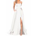 thumbnail image 2 of Ketyyh-chn99 Robes pour Femmes Robes de Soirée Formelles pour Mariage Col en V Manches Courtes Robe de Soirée Élégante Robe Maxi de Fête Blanche,m, 2 of 5