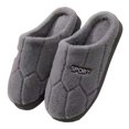 thumbnail image 1 of Mens and Womens Furry Slippers Fluffy Plush Solid Color Simplicity Thick Bottom Soft Sole Comfortable Non-Slip Warm Winter Home Slippers Gray, 1 of 7