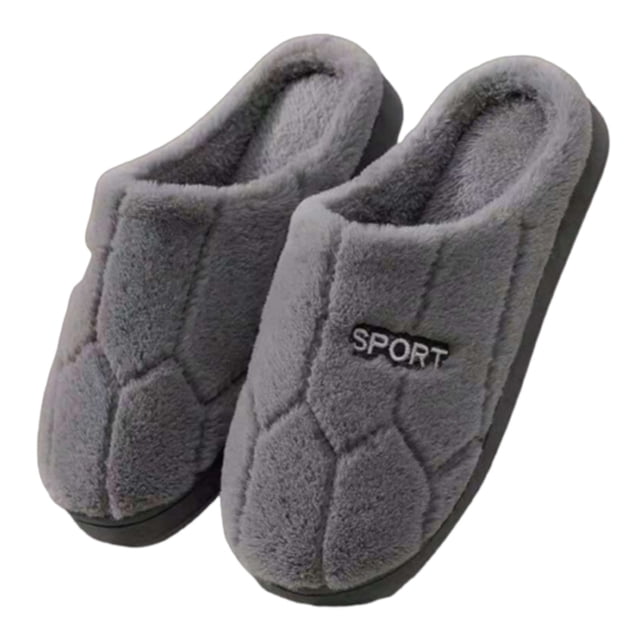 Mens and Womens Furry Slippers Fluffy Plush Solid Color Simplicity Thick Bottom Soft Sole Comfortable Non-Slip Warm Winter Home Slippers Gray