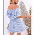 thumbnail image 3 of Women‘s Summer Off Shoulder Dress Pleated Flowy Neck Belt Printed Dress, 3 of 4