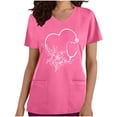 thumbnail image 2 of EGNMCR Hauts de Sarrau d'Infirmière pour Femmes Mode Décontractée Imprimé Uniforme de Travail Manches Courtes Col en V Blouse T-shirt de Travail avec Poches, Cadeaux pour Femmes, 2 of 4