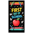 thumbnail image 1 of Colorful Backdrop Banner with Apple and School Elements for First Day of School Party Supplies Photography Props Decorations School Events Classroom Decor Back to School Celebrations, 1 of 4