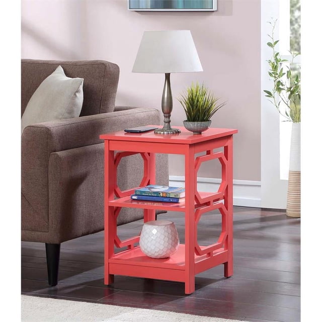 Convenience Concepts Omega Table d'Appoint avec Étagères, Fini Bois Rose Corail