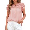 thumbnail image 2 of B91xZ Chemise d'Été pour Femmes Manches Longues Coupe Ample Basique Col Rond T-Shirts Unis, Rose S, 2 of 3
