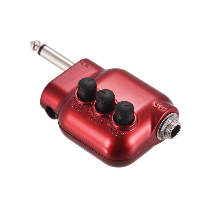 Guitar Mini Preamplifier Preamp 6.35mm Plug with Bass Treble EQ Volume Control for Acoustic Guitar