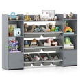 thumbnail image 1 of Costway 4-Tier Large Storage Cabinet with 6 Cubbies & 8 Removable Bins Bookshelf Gray, 1 of 10