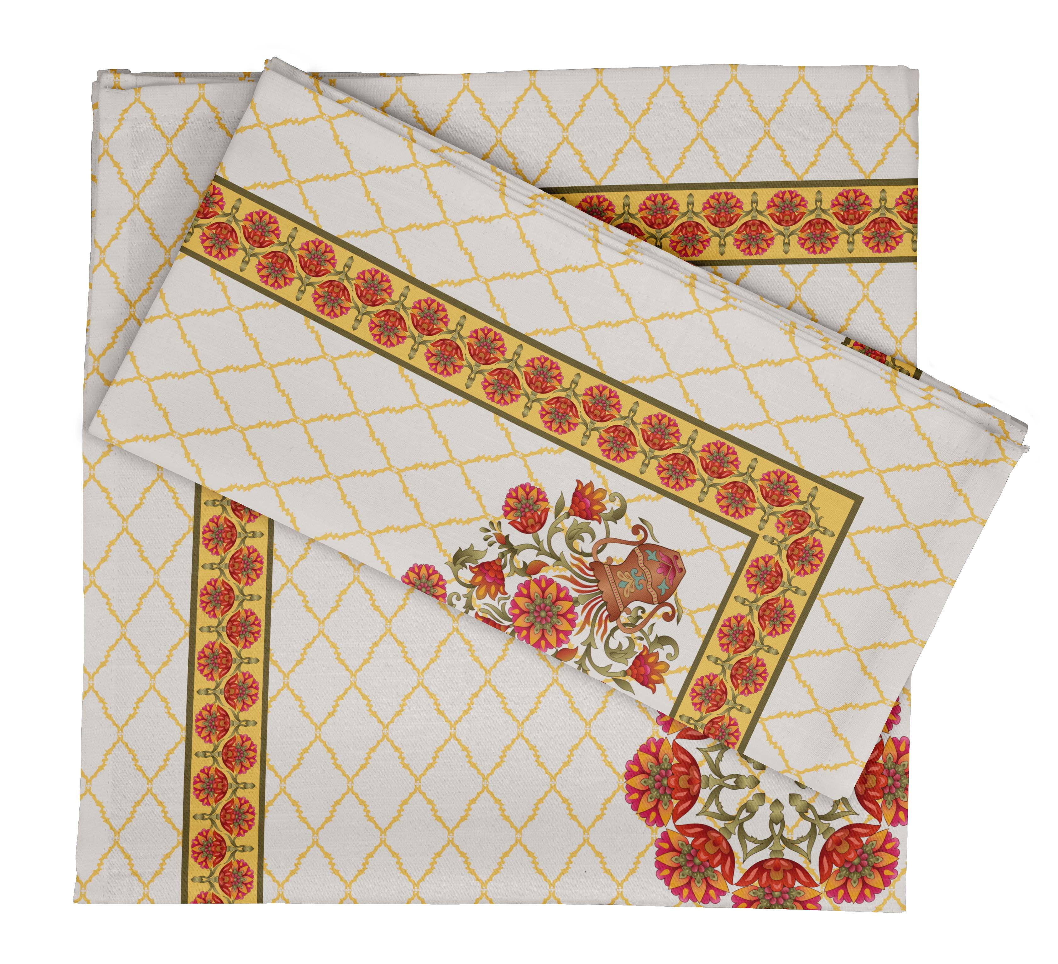 Vargottam Collection de Luxe Linge de Table Décor Serviette en Coton Tissu Imprimé Serviettes Réutilisables Ensemble de 12, 20 X 20 - Floral Asiatique