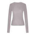 thumbnail image 5 of Timegard Hauts de Sortie pour Femmes Col Ras du Cou Manches Longues Ajusté Blouse Unie Décontractée Confortable T-Shirt Hauts, 5 of 5