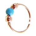thumbnail image 2 of stanreset Turquoise Beaded Ear Bone Nail Copper Geometric Nose Rings Clips Lip Body Piercing Stud Earring Jewelry, 2 of 8