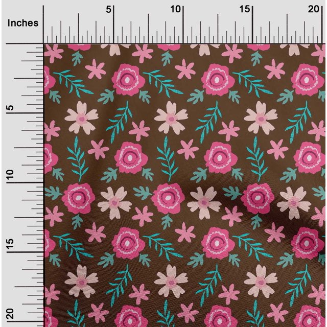 oneOone Polyester Lycra Fabric Leaves & Floral Artistic Print Sewing Fabric BTY 56 Inch Wide