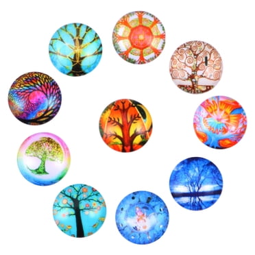 10 Pcs 12mm Couleur Vitalité Arbre de Vie Cabochons en Verre Bouton-Pression Breloques de Bijoux Bricolage Bracelets Gingembre Accessoires