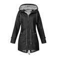 thumbnail image 2 of Decodeary Veste à Capuche Douce pour Femme Imperméable Manteau de Pluie Extérieur Noir TG, 2 of 4