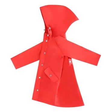 PMVFHDE Rain Suit Kids Girls Boys Rain Jacket Lightweight Water Proof Raincoat Hooded Lined Long Windbreaker Red,5-6 Years
