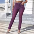 thumbnail image 5 of Bmisegm Jeans Taille Haute Extensibles Ajustés pour Femmes, Violet, TG, 5 of 5