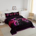 thumbnail image 3 of Erosebridal Cool Motorcycle Bedding King Comforter Set, Modern Stripes Down Comforter, Extreme Sports Decor, Reversible 3pcs, 3 of 8
