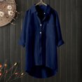 thumbnail image 1 of Weiqiqre Womens Spring Tops Oversized Linen Shirts Blouses Tops Long Sleeve High Low Button Up Shirts, 1 of 4