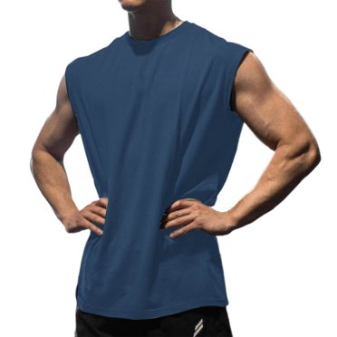 hoksml Men's Workout Tank Tops Solid Color Comfort Breathable Absorption Quick Dry Running Sleeveless T Shirts Casual Loose Athletic Training Short-sleeved Tank 2025 on Clearance