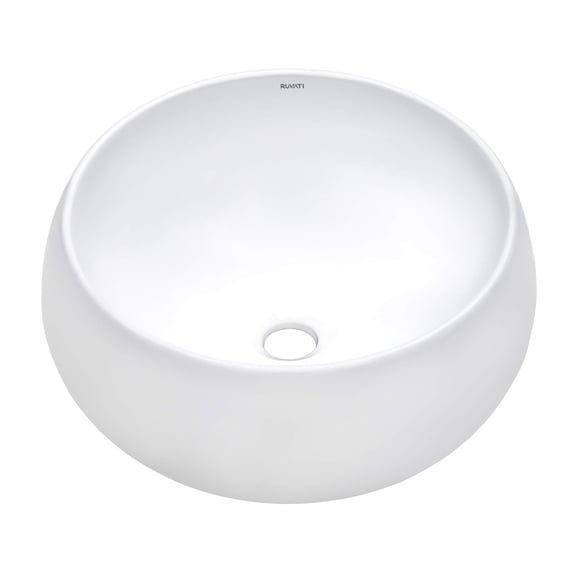 Ruvati 16 inch Bathroom Vessel Sink Round White Circular Above Counter Porcelain Ceramic bathroom Sinks - RVB0316 - Small Vessel Sink for Bathroom Vanity with sink, Elegant Bathroom Sink