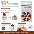 thumbnail image 3 of 240-pack PowerOne p312 Zinc Air Hearing Aid Batteries, Size 312, 1.45V Mercury-Free Hearing Aid Battery Tabs, 3 of 6