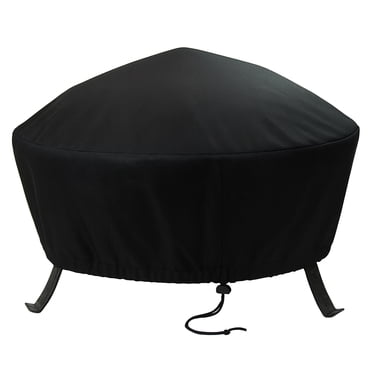 Sunnydaze Housse Ronde pour Foyer Extérieur, Robuste et Résistante aux Intempéries, en PVC et Polyester 300D, avec Cordon de Serrage et Fermeture à Bascule - 36 Pouces - Noir