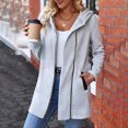 thumbnail image 4 of Swstbby Liquidation d'Économies d'Automne! Vestes d'Automne pour Femmes, Chandail à Capuchon Uni à la Mode pour Femmes avec Poche à Fermeture Éclair Veste Gris G, 4 of 5