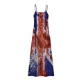 thumbnail image 5 of Pompotops Robe Longue de Plage Ajustée Sans Manches à Rayures Imprimées pour Femmes, Taille Mi-Haute, Col en V, Mode Jour de l'Indépendance, 5 of 5