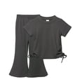 thumbnail image 1 of Ensemble Deux Pièces Chemises pour Filles Manches Courtes Col Rond Haut Pantalon Évasé, 1 of 8