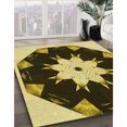 thumbnail image 3 of Ahgly Company Tapis Rond Lavable en Machine Intérieur Transitionnel Noir Brun, 5 Pieds Rond, 3 of 7