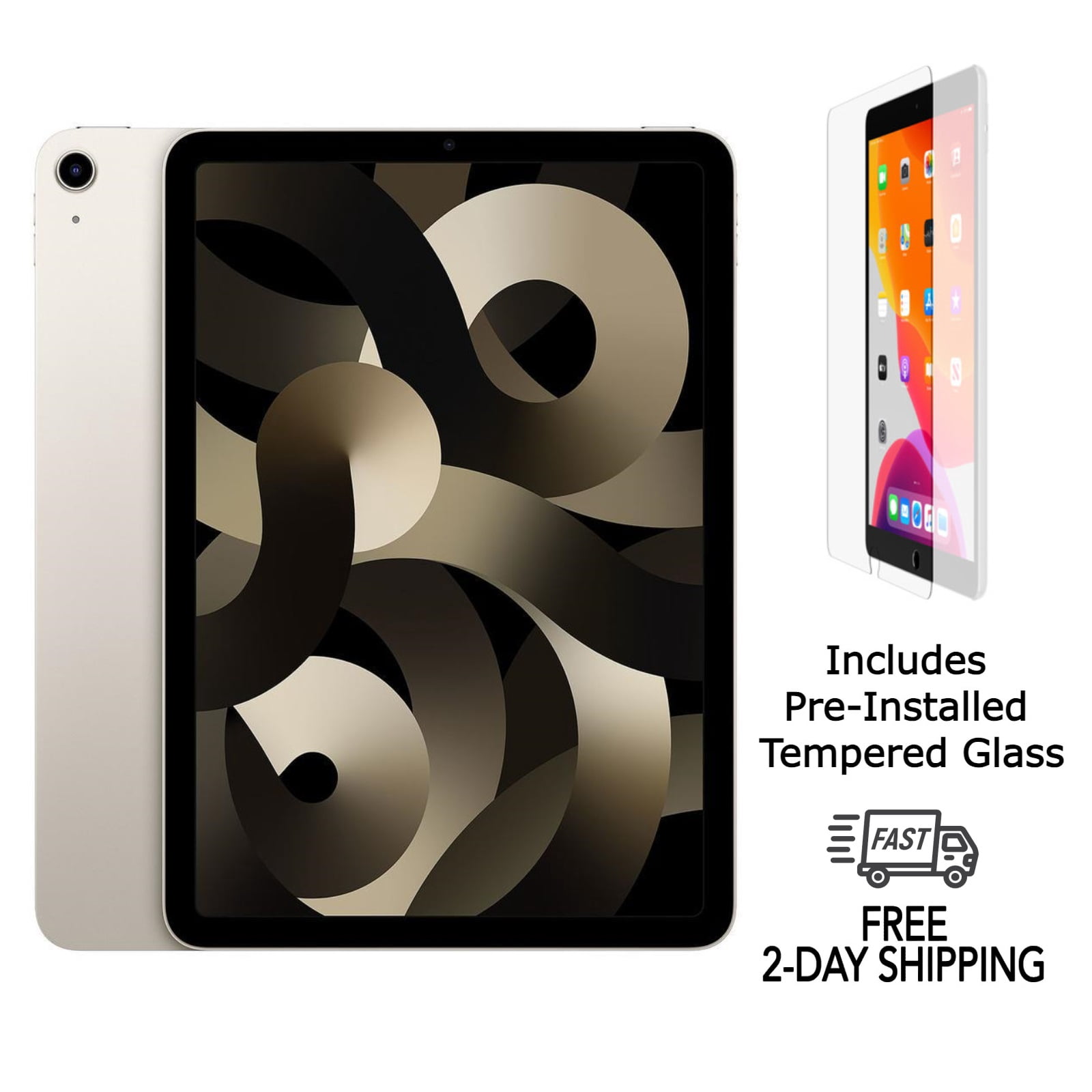 Refurbished Apple iPad Air 5 w/ Pre-Installed Tempered Glass (WiFi) 256GB Starlight (Grade A)