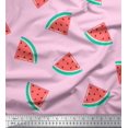 thumbnail image 1 of Soimoi Pink Rayon Fabric Watermelon Fruits Decor Fabric Printed Yard 56 Inch Wide, 1 of 3