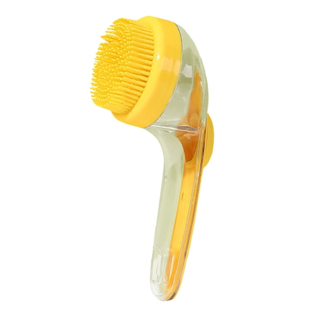 Binwennn Pet Bath Brush Long Handle Grooming Brush With Shampoo Dispenser Soft Silicone Cleaning Brush For Cats Dogs Rabbits Liquid Adding Pet Massage Brush For Bathing Showering Outdoor Dog Travel
