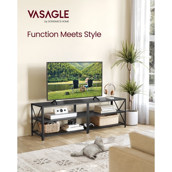 VASAGLE Meuble Télé pour Télé jusqu'à 70 Pouces, Banc Télé, Centre de Divertissement, Console Télé à 3 Niveaux