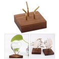 thumbnail image 3 of Brass Arm Display Stand Wooden Square Base Marbles Gems Base Sphere Holder Collectibles Wulnut Support for Agate Fossils Crystals Rocks, 3 of 8