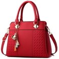 thumbnail image 1 of Sacs à Main pour Femmes Sacoche Sacs à Main Dames Designer Sac Fourre-Tout à Poignée Supérieure Sac en Cuir PU Rouge Vin, 1 of 5