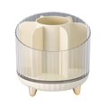 thumbnail image 1 of Bwiyojiz Tube de Rangement pour Pinceaux de Maquillage Rotatif de Bureau 5.51"L X 5.11"H, Étagère Cosmétique de Table, Boîte pour Maquillage Fard à Paupières Rouge à Lèvres Stylo, Organisation de la Maison, Plastique, Beige, Cadeaux pour Vous-Même, 1 of 2