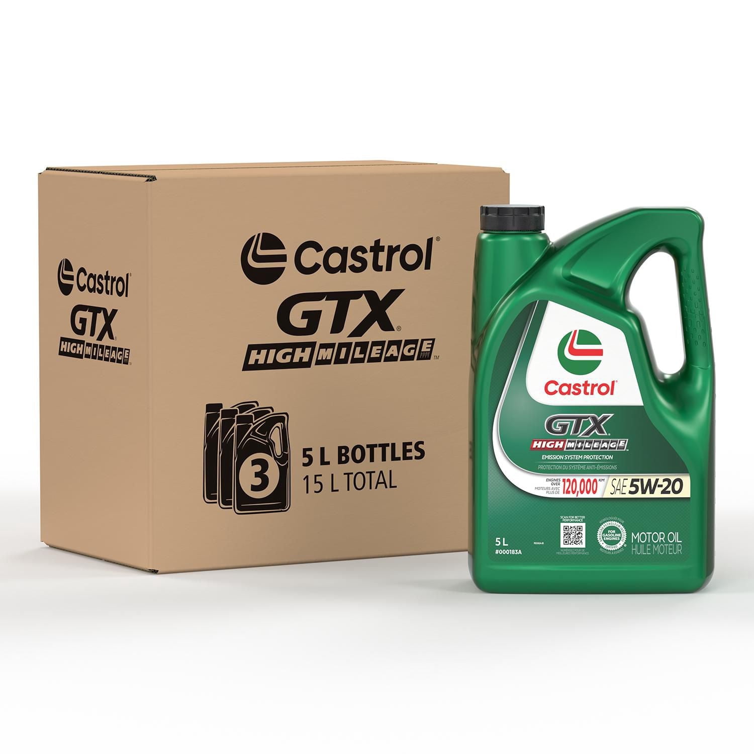 Castrol GTX High Mileage 5W20 5L Case Pack -3X5L Jugs