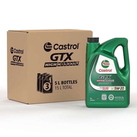 Castrol GTX High Mileage 5W20 5L Case Pack -3X5L Jugs